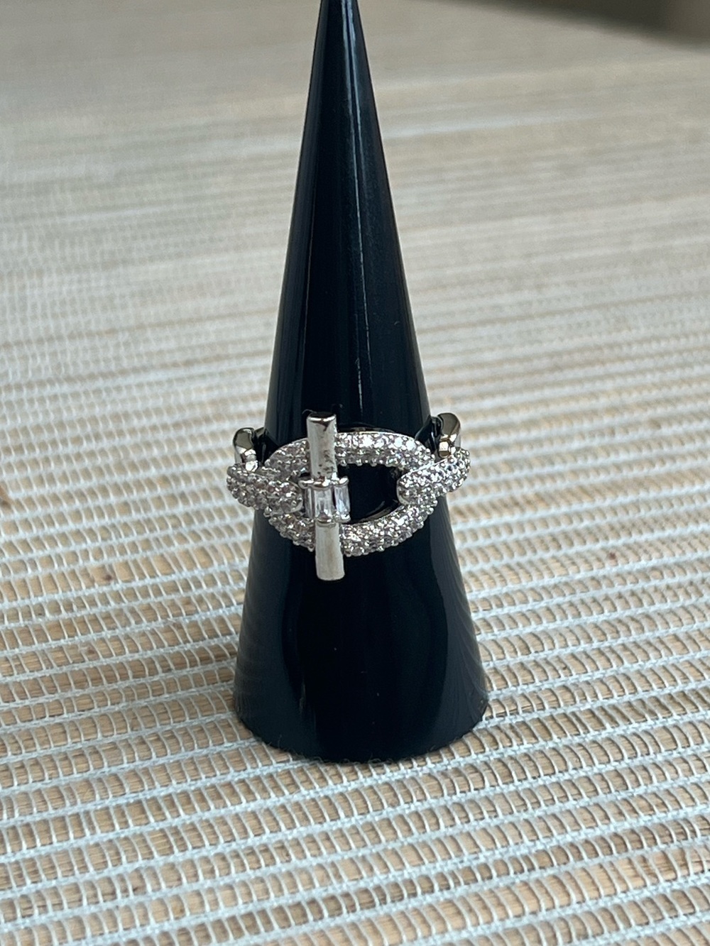 Adjustable Silver Pavé Crystal toggle Link Ring